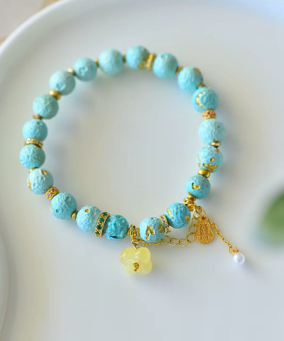 8.8mm Turquoise Beads Hand Chain - 2