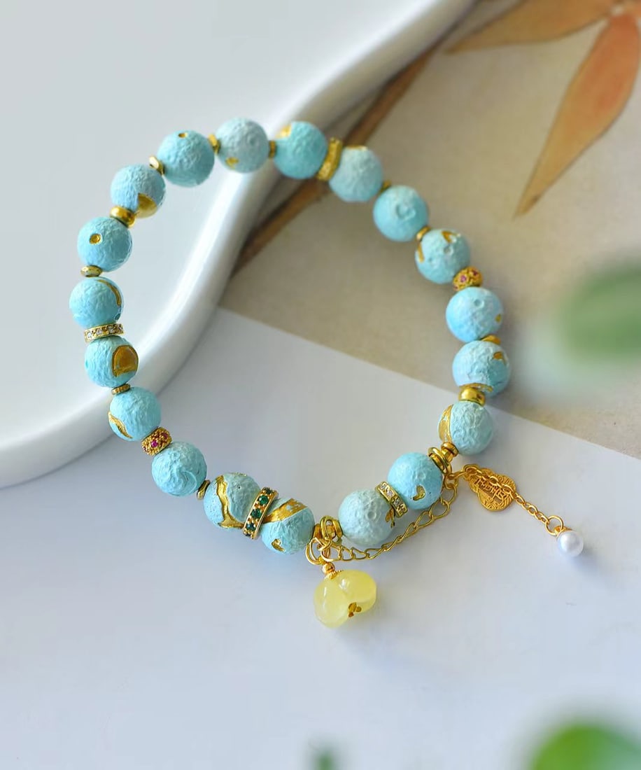 8.8mm Turquoise Beads Hand Chain - 4