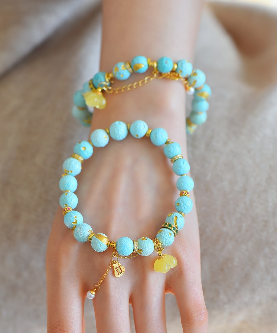 8.8mm Turquoise Beads Hand Chain - 6