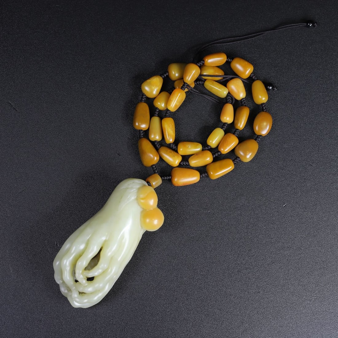 Shoushan Stone Hand-Carved Buddha's-hand Pendant w Necklace,Box - 3