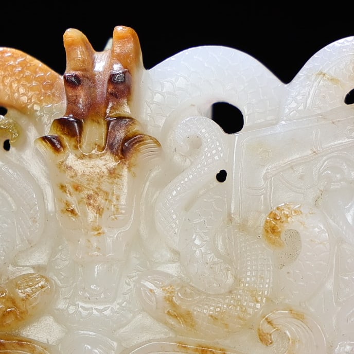 Hetian Jade Beast Face Belt Buckle - 4