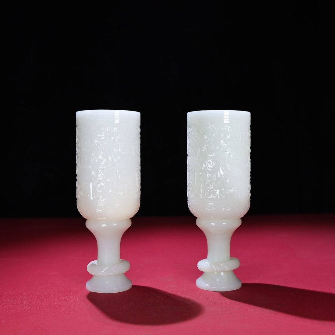 Two White Hetian Jade Cup: Title: Two White Hetian Jade Cup Origin: Chinese Date/Period: After1850 Materials: Hetian Jade Dimensions: 154x66(mm) 6.06x2.60(inches) Weight 0.82 lbs/374g Reserve: $17,999.00 Shipping: Domestic: Sh