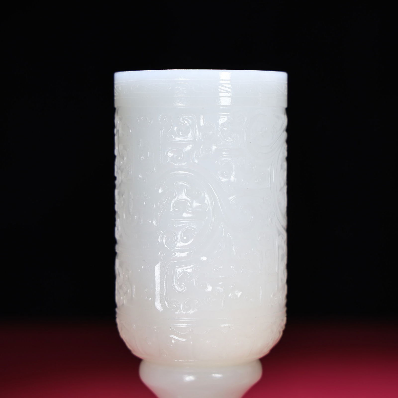 Two White Hetian Jade Cup - 2
