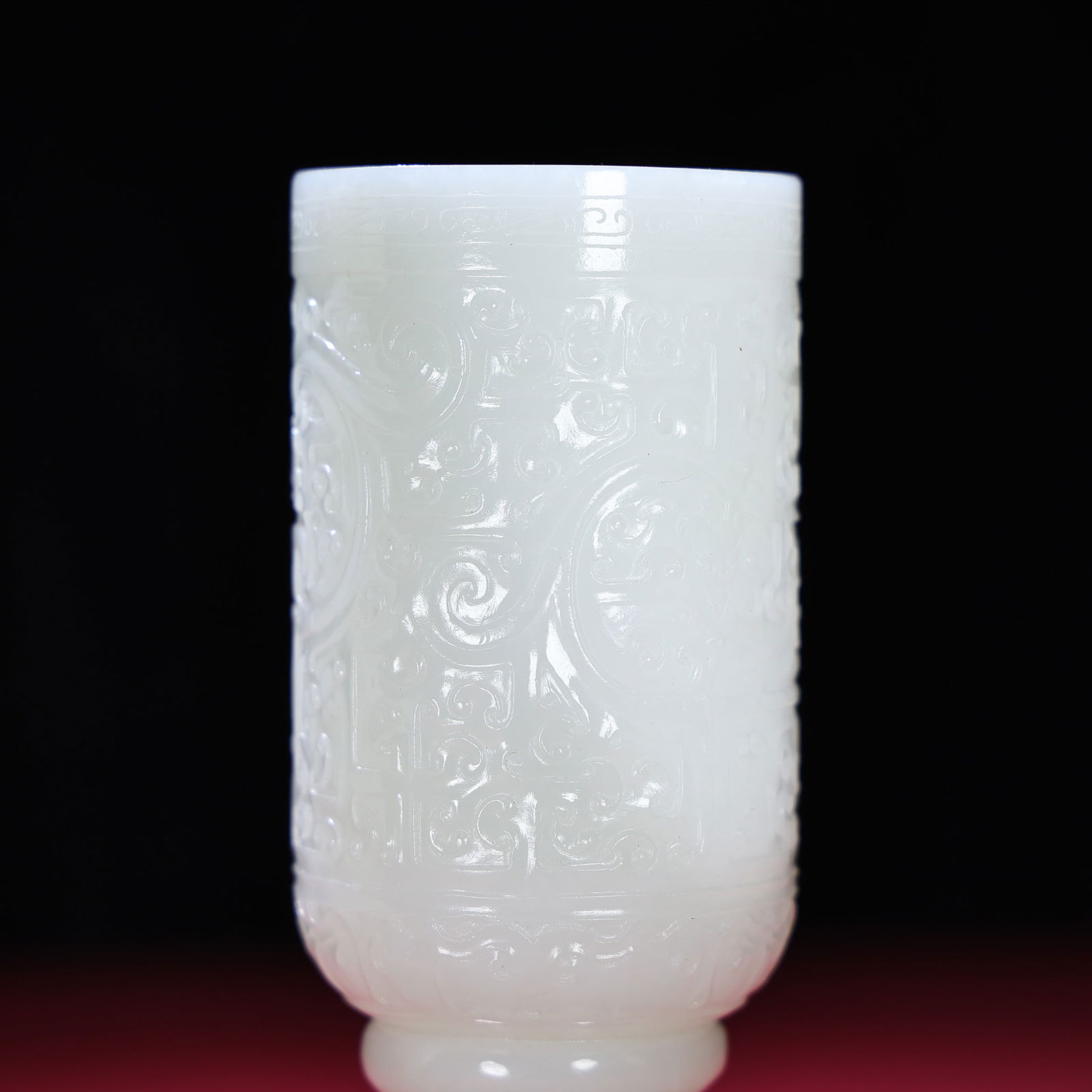 Two White Hetian Jade Cup - 3