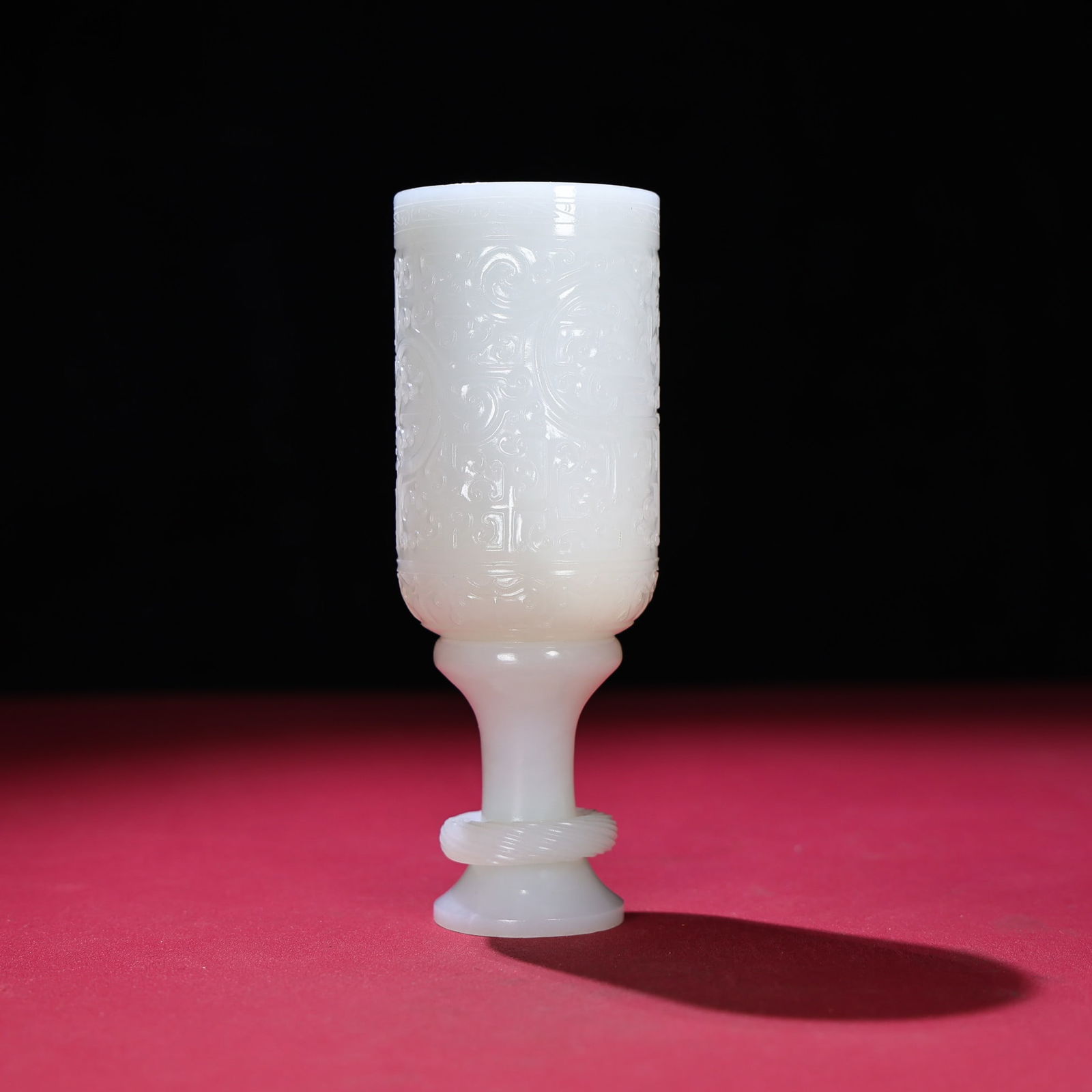 Two White Hetian Jade Cup - 6