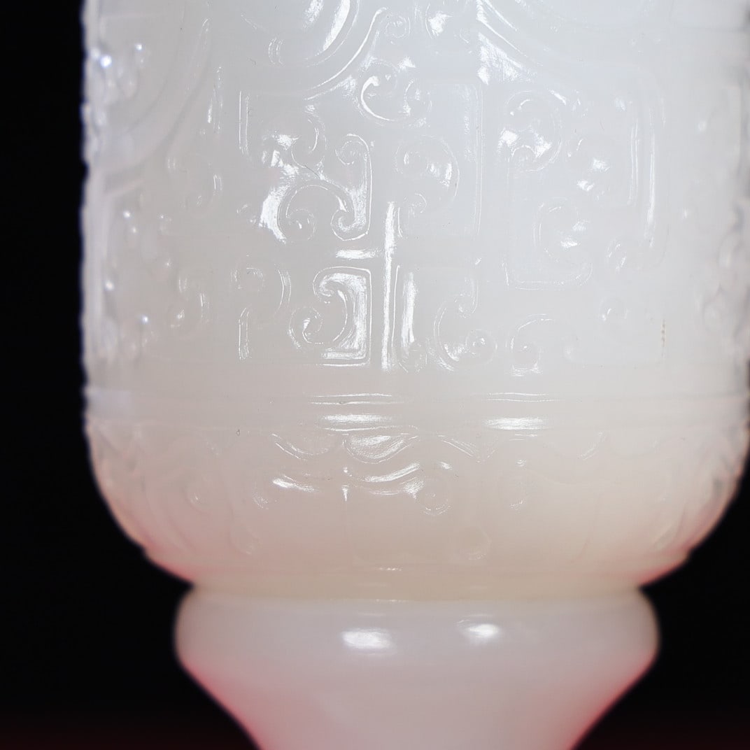 Two White Hetian Jade Cup - 7