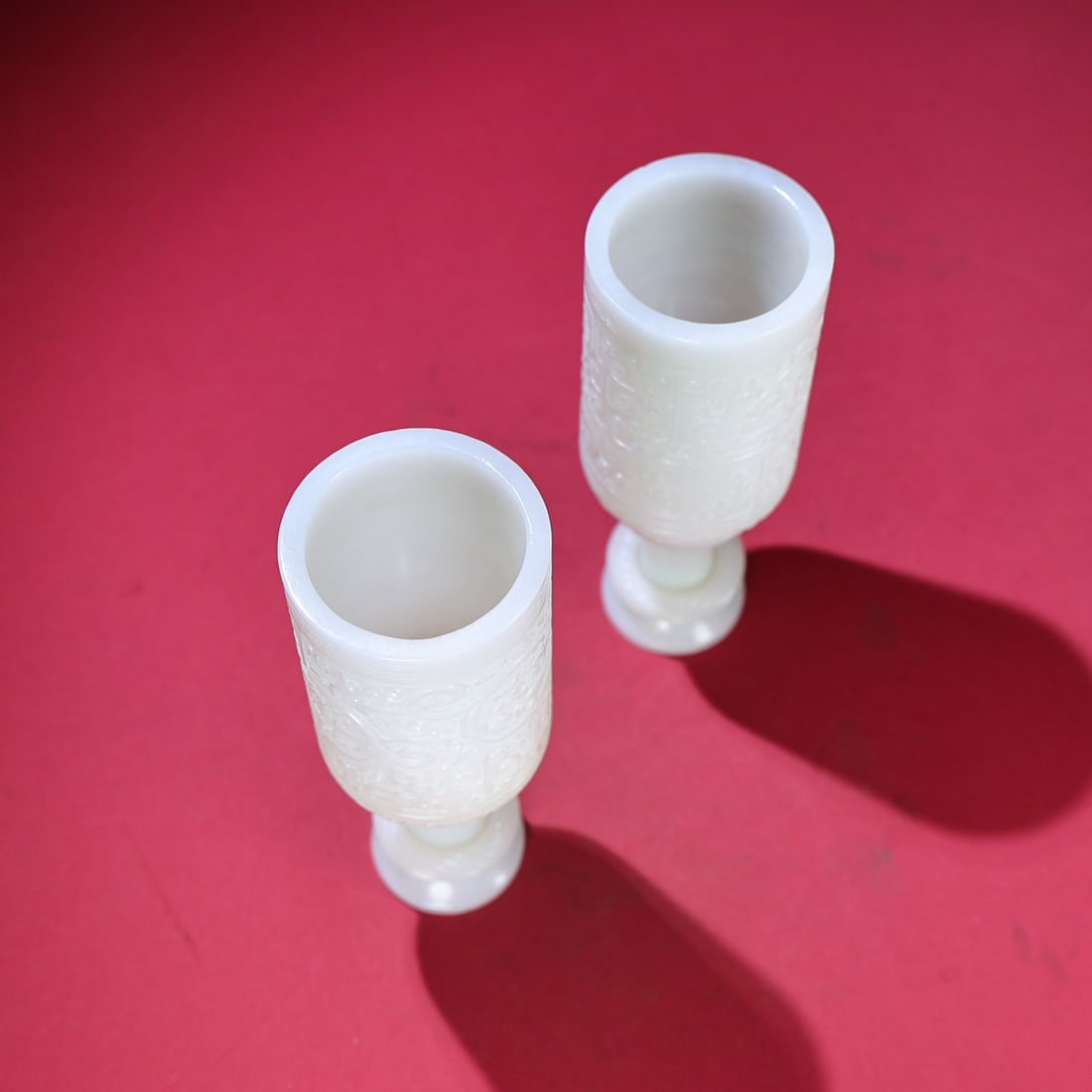 Two White Hetian Jade Cup - 9