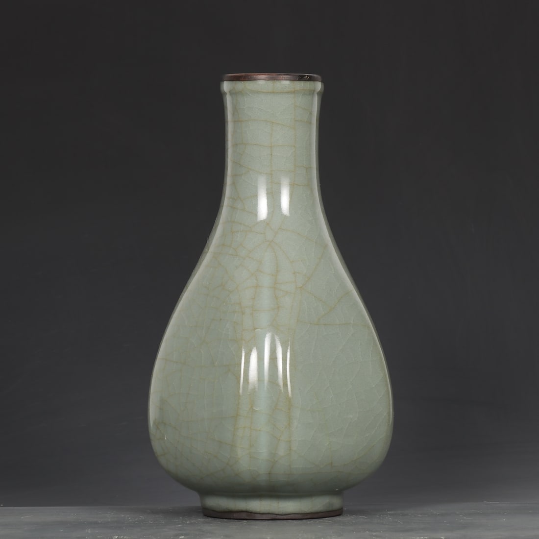 Porcelain Inlay Silver Edge Ge Kiln Vase w Box - 4