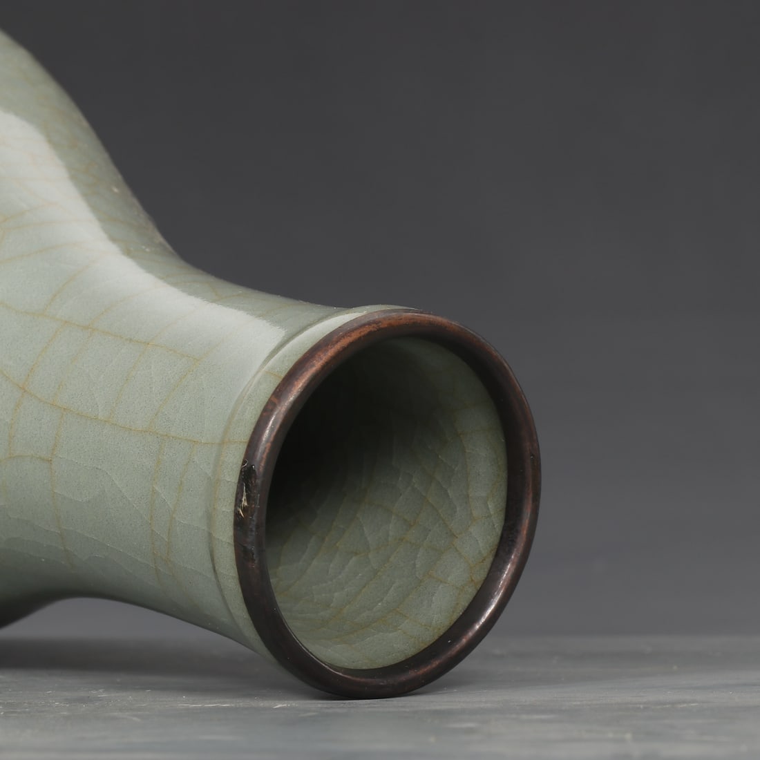 Porcelain Inlay Silver Edge Ge Kiln Vase w Box - 7