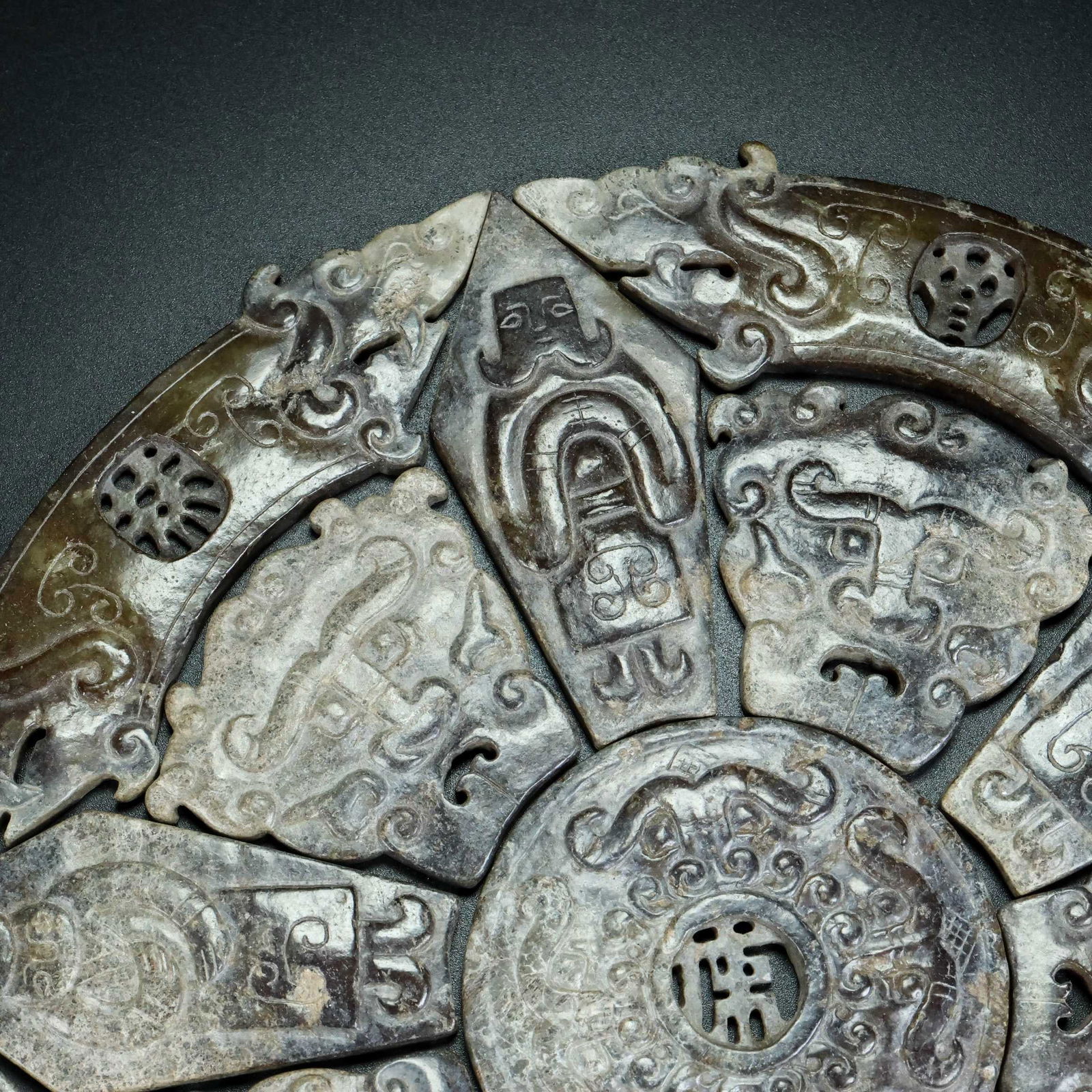 A Set Hetian Jade Bi Statue - 2