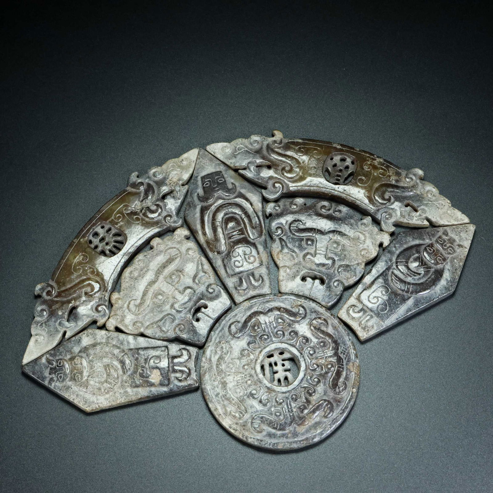 A Set Hetian Jade Bi Statue - 5