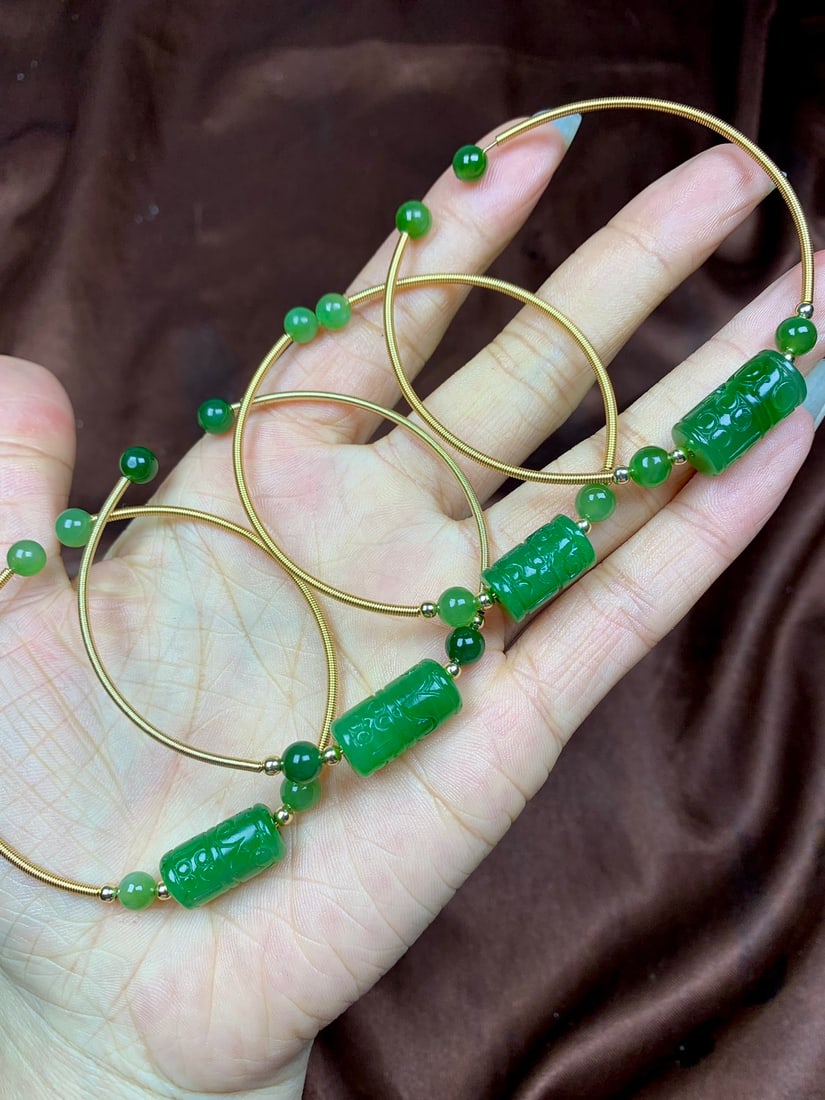 Green Hetian Jade Bracelet - 2
