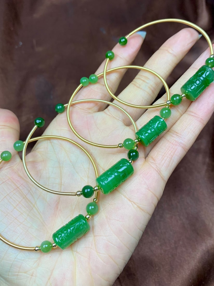 Green Hetian Jade Bracelet - 3