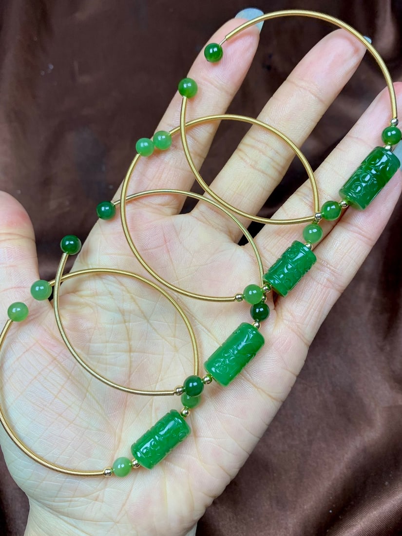Green Hetian Jade Bracelet - 5