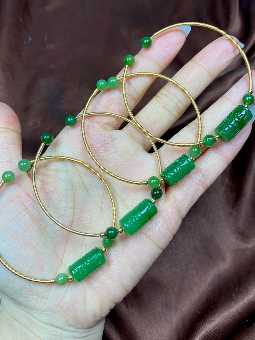 Green Hetian Jade Bracelet - 6