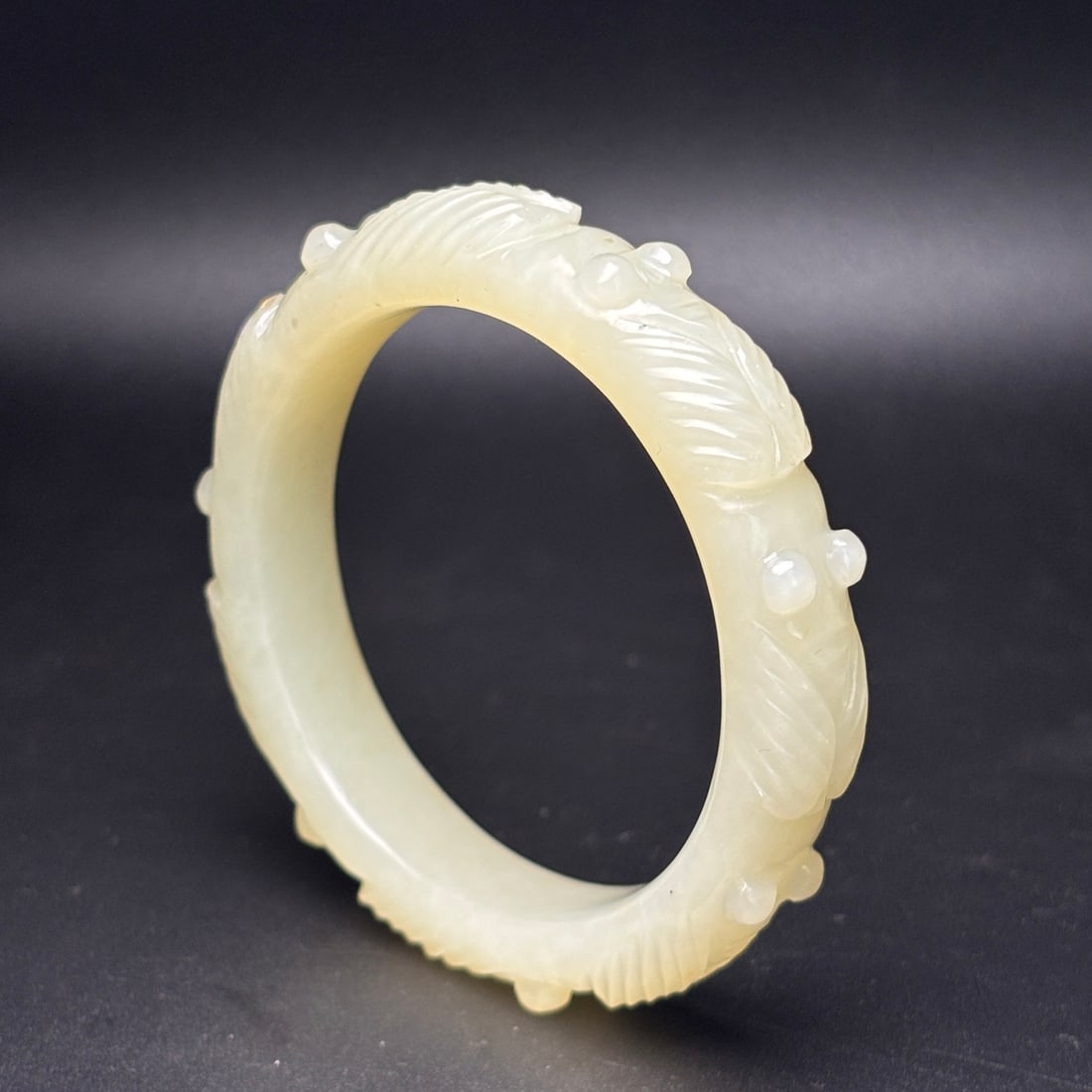 Inside Diameter 57.5mm Hetian Jade Cicada Bracelet - 7