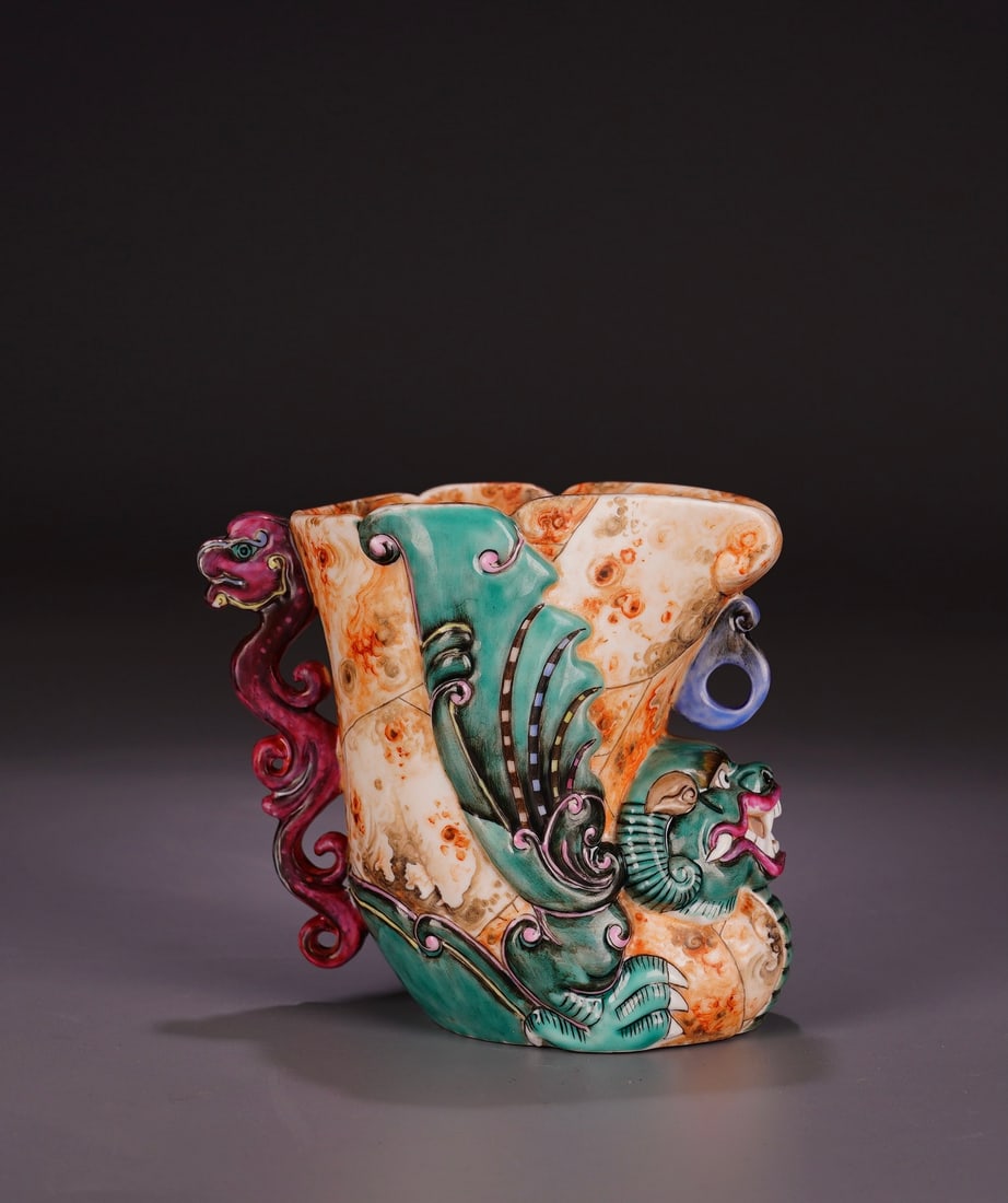 Porcelain Famille Rose Dragon Cup: Title: Porcelain Famille Rose Dragon Cup Origin: Chinese Date/Period: After1880 Materials: Porcelain Dimensions: 100x110(mm) 3.94x4.33(inches) Reserve: $399.00 Shipping:Domestic: Shipping rates