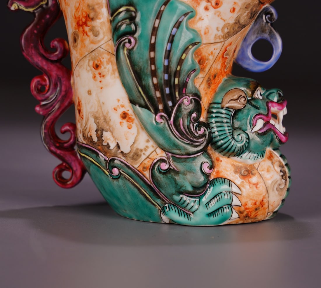 Porcelain Famille Rose Dragon Cup - 3