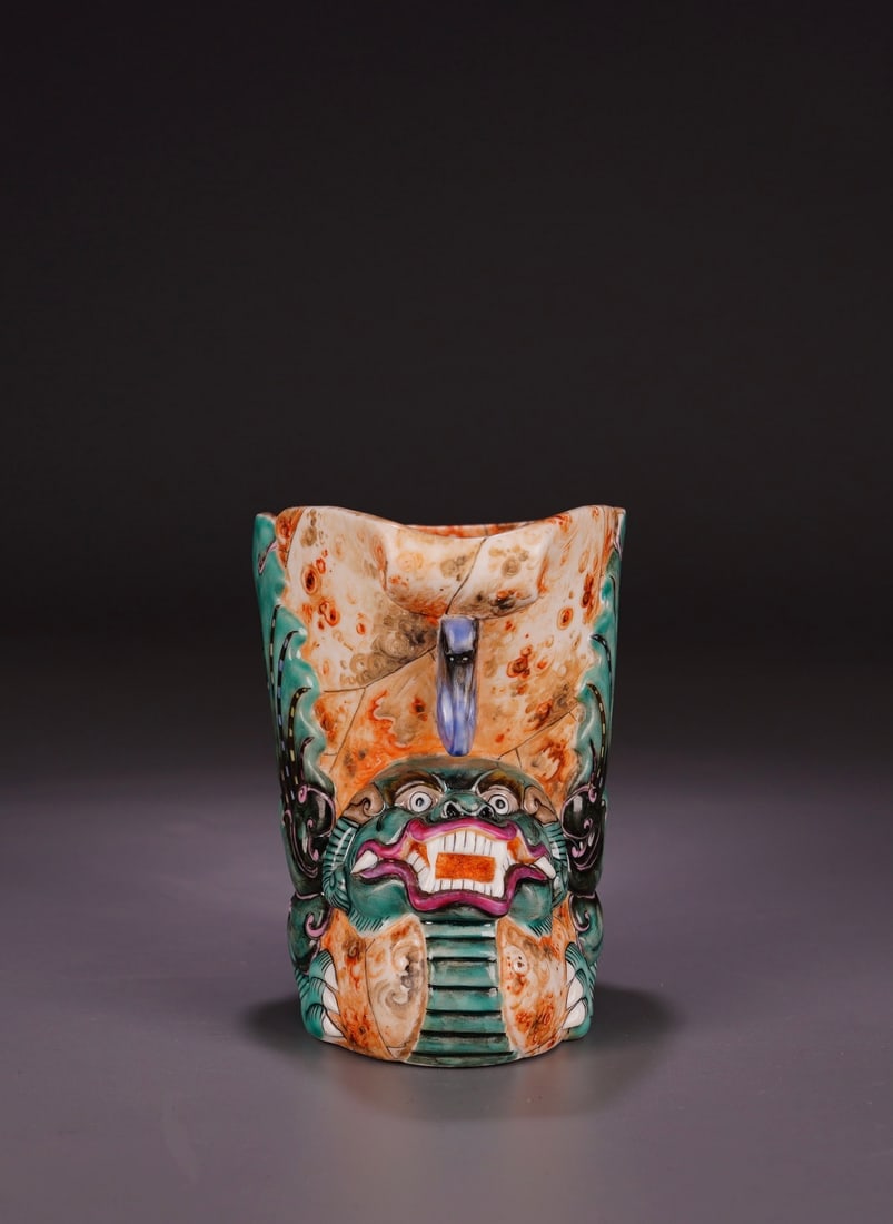 Porcelain Famille Rose Dragon Cup - 4