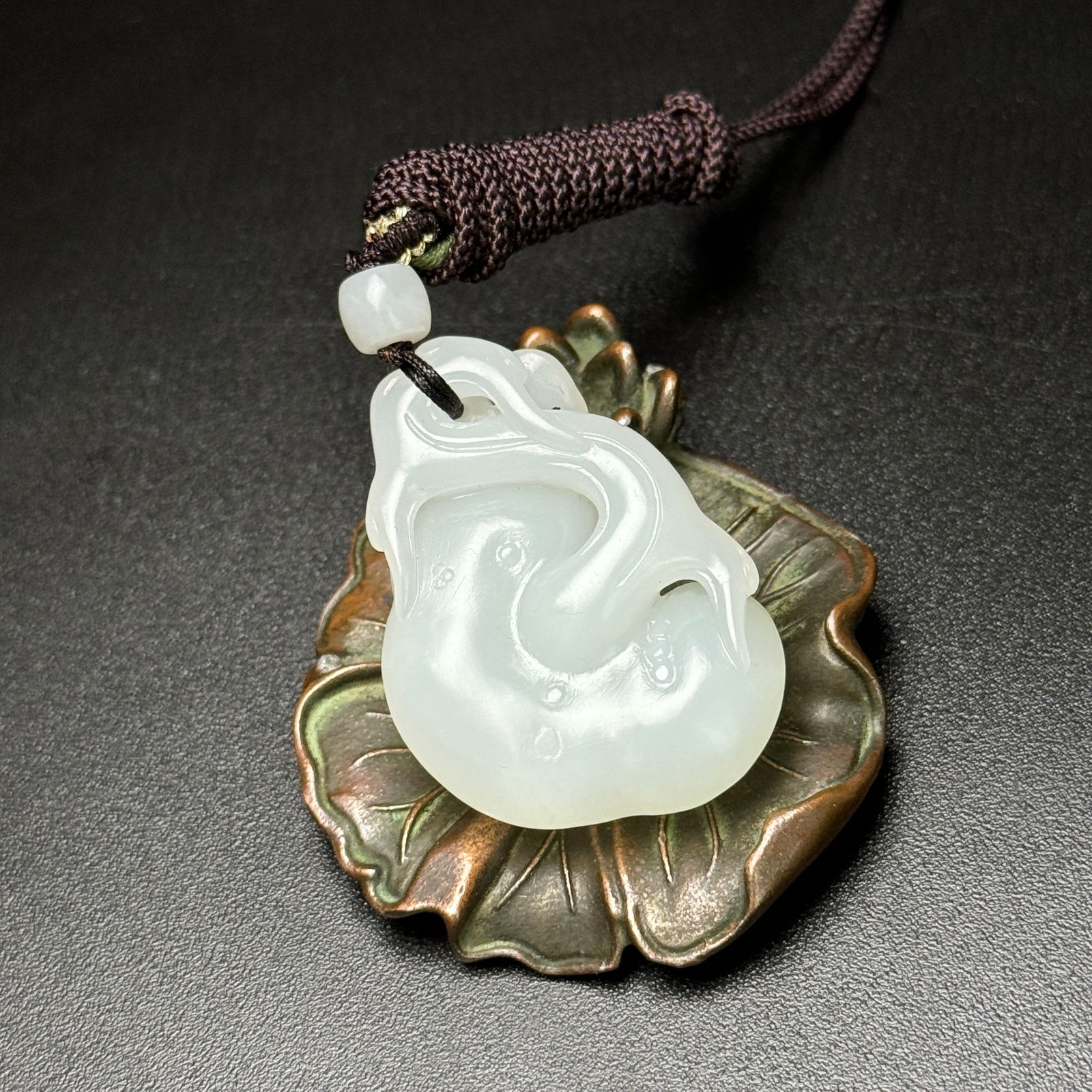 White Hetian Jade Ruyi Pendant - 2