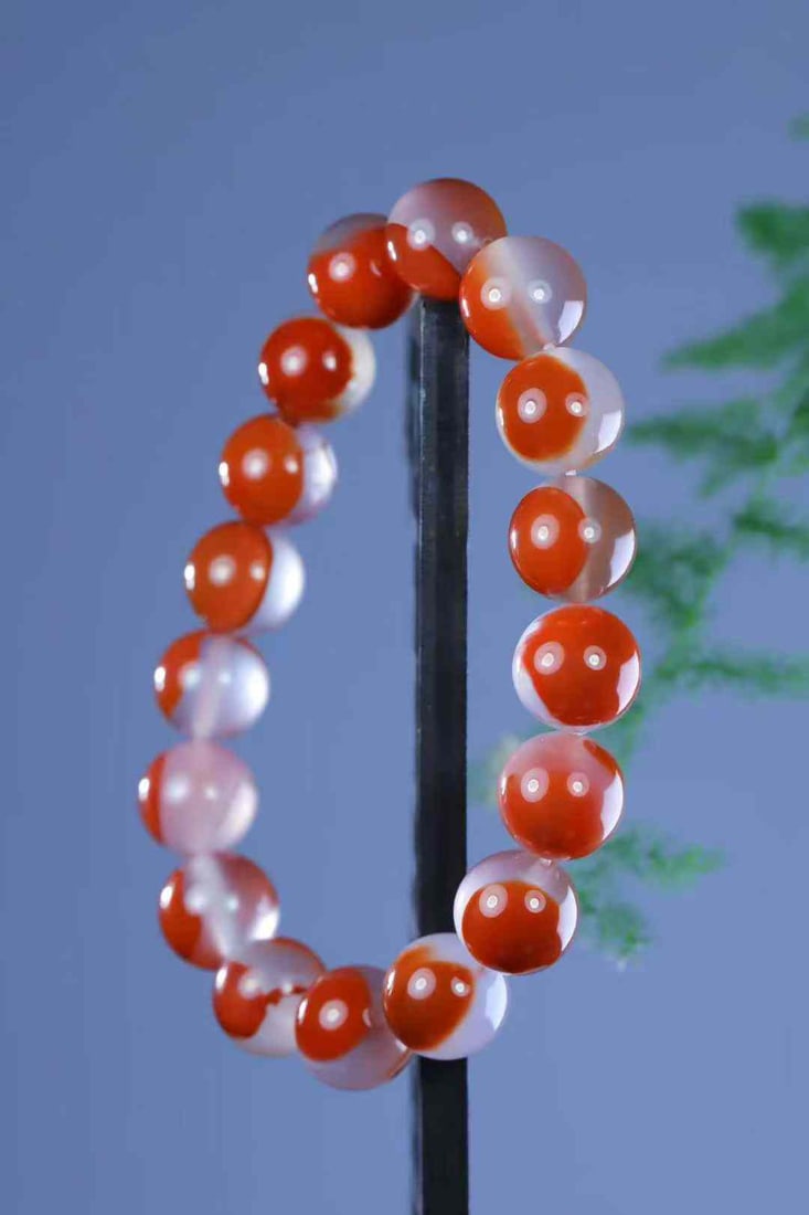 11.4mm Natural Nanhong Agate Beads Bracelet with Certificate - 2