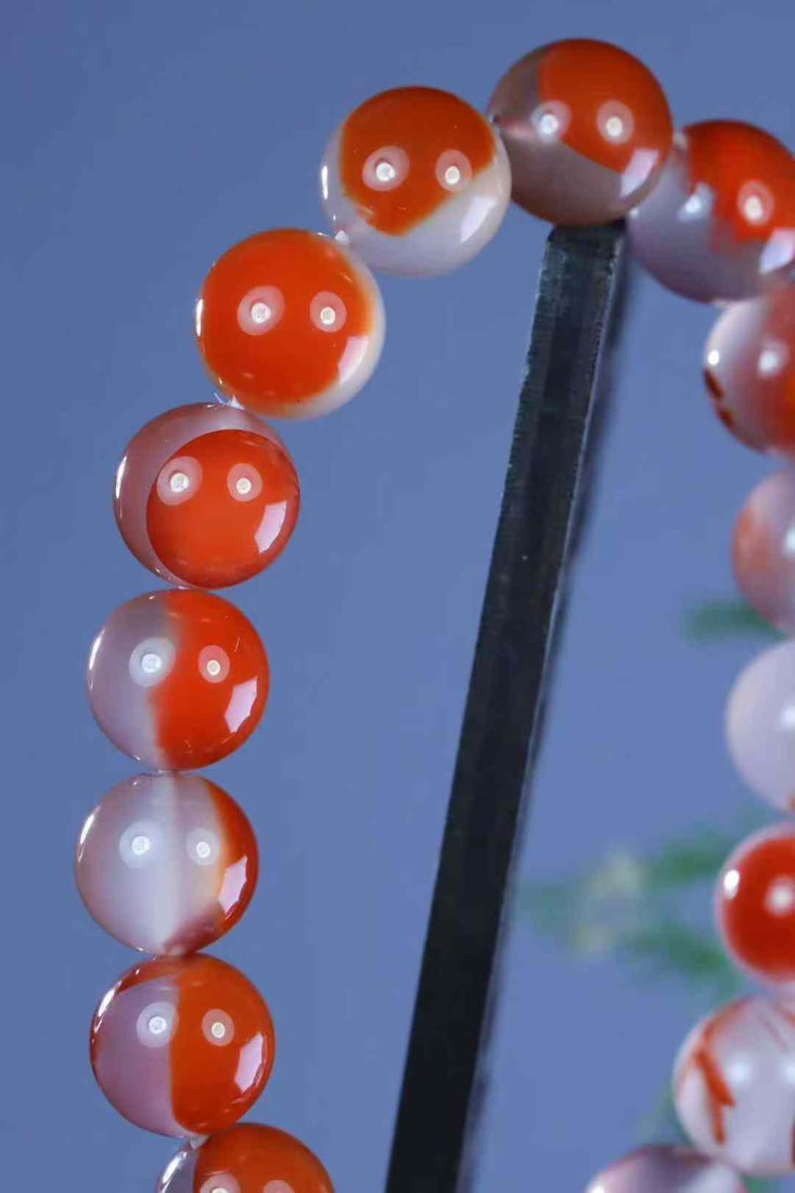 11.4mm Natural Nanhong Agate Beads Bracelet with Certificate - 4