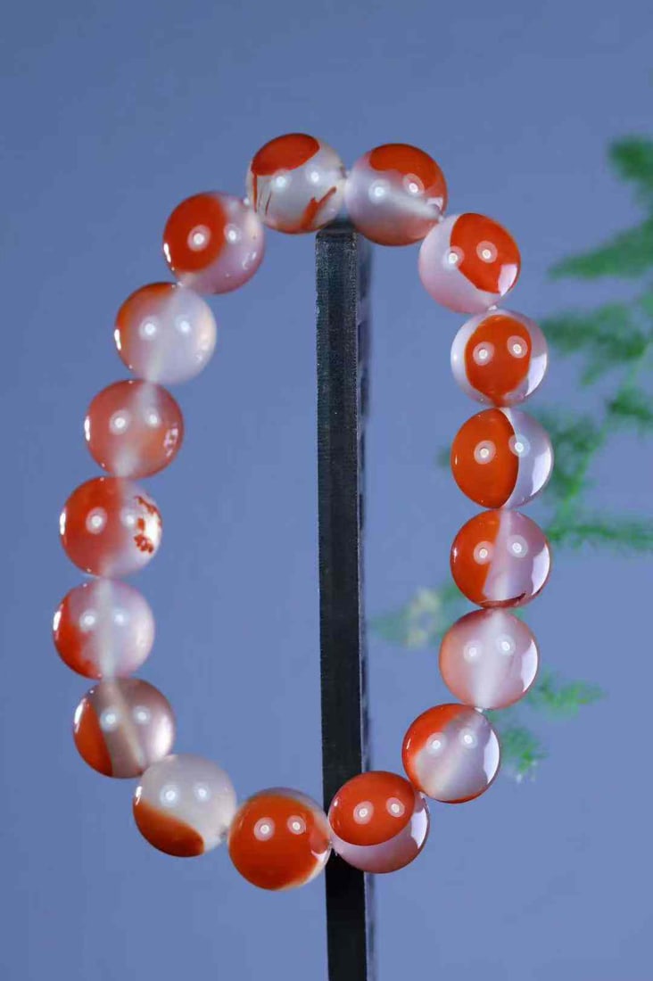 11.4mm Natural Nanhong Agate Beads Bracelet with Certificate - 5
