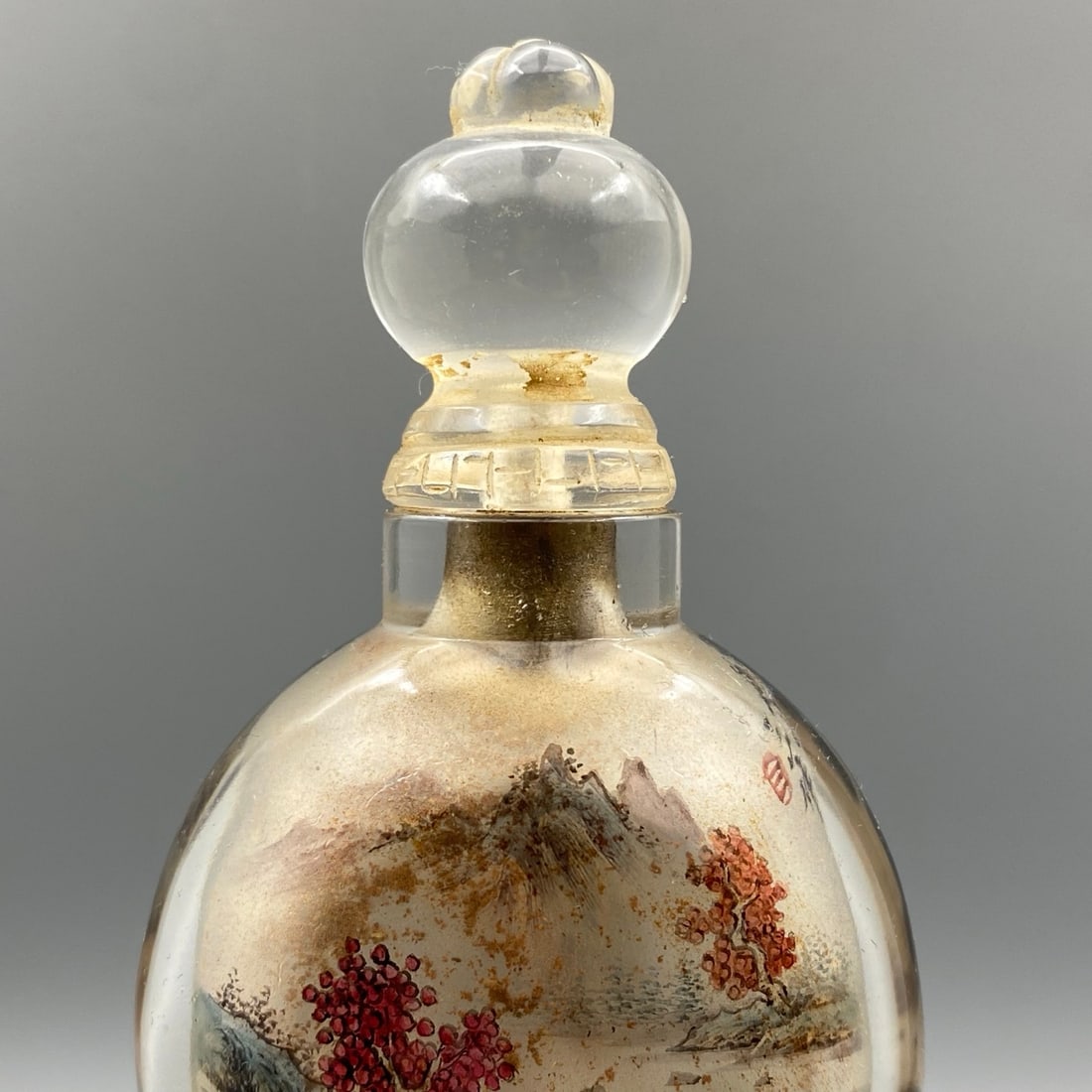 Peking Glass Inside Painting Mountain River Scene Design Snuff Bottle - 2