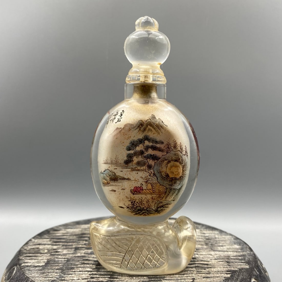 Peking Glass Inside Painting Mountain River Scene Design Snuff Bottle - 5