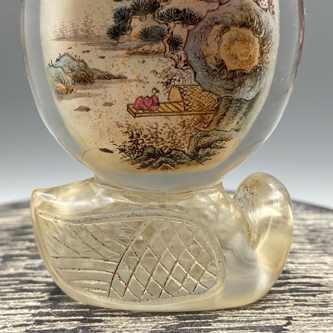 Peking Glass Inside Painting Mountain River Scene Design Snuff Bottle - 7