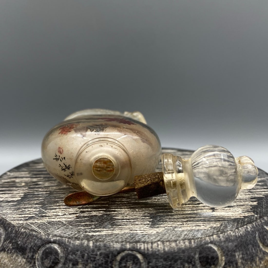 Peking Glass Inside Painting Mountain River Scene Design Snuff Bottle - 8