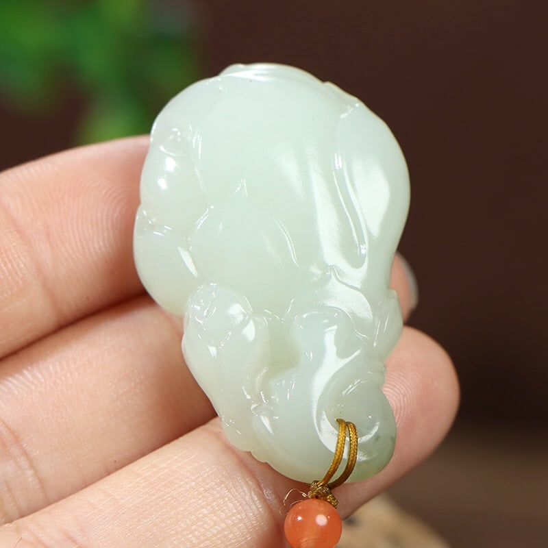 Hetian Jade Pendant - Yulan Flower - 7