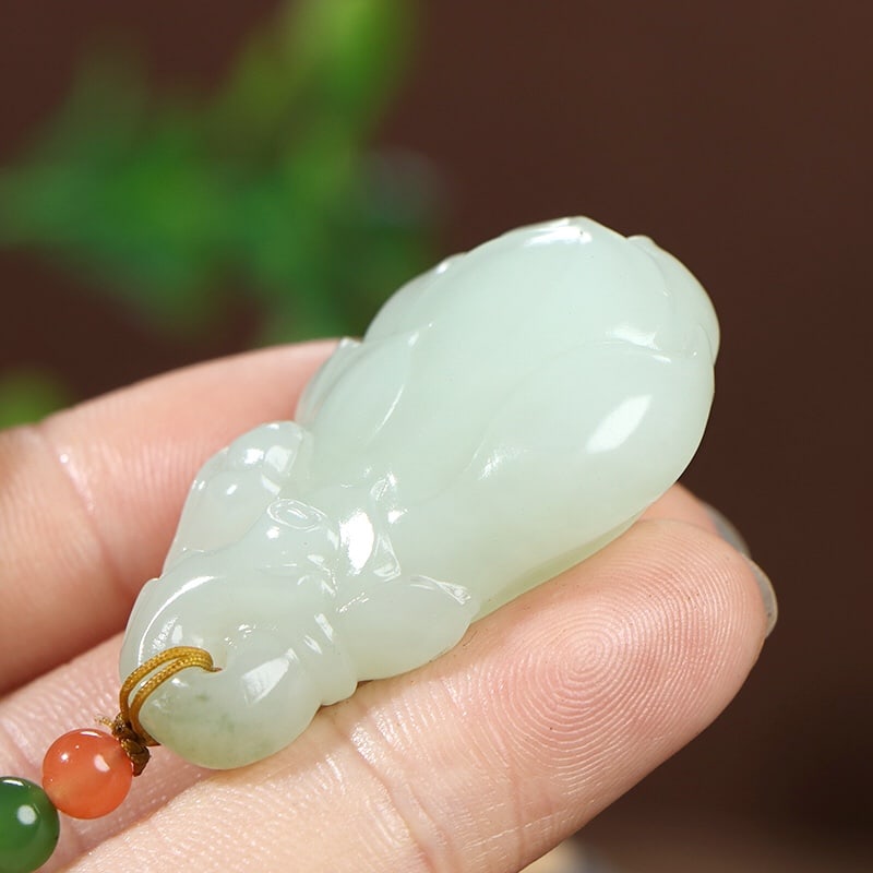 Hetian Jade Pendant - Yulan Flower - 8