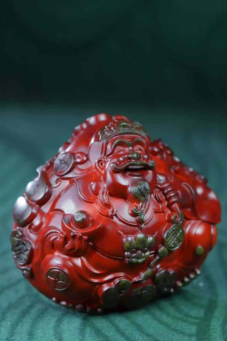 Nanhong Agate Hand-Carved Pendant - Fortune Taoism Deity - 3