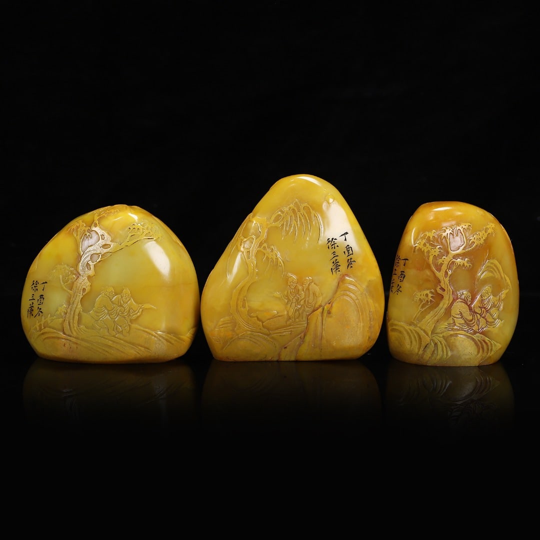 Tianhuang Shoushan Soapstone Hand-Carved Seal/Stamp Sages w Box - 5