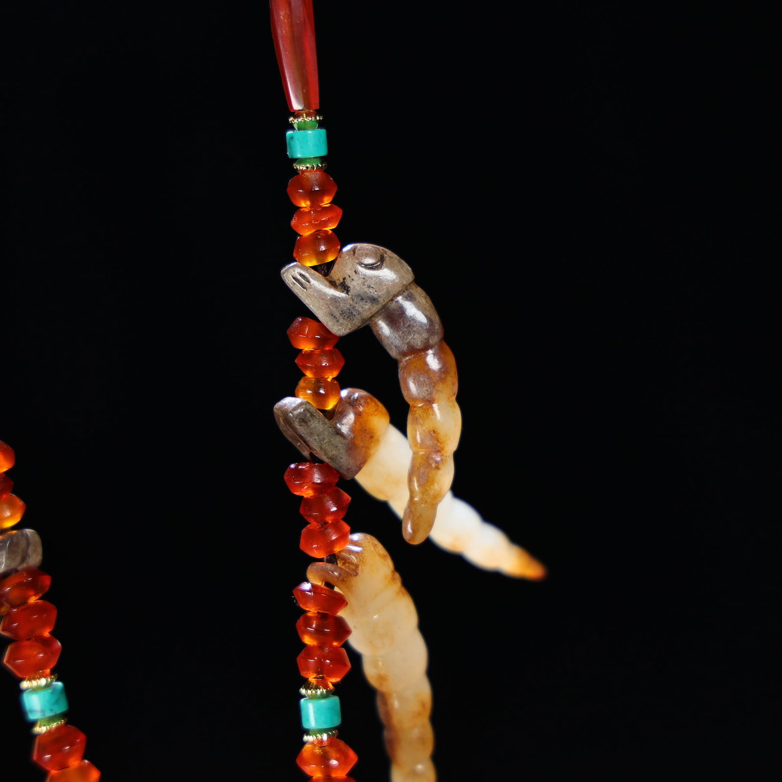 Hand knitting Agate,Turquoise,Hetian Jade Silkworm Necklace - 6