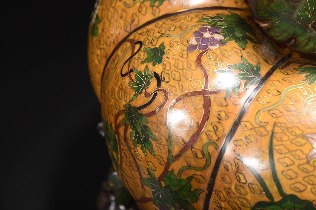 Bronze Cloisonne Big Incense Burner - Pumpkin - 7