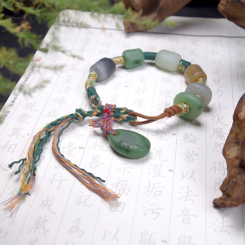 Hand knitting Hetian Jade Hand Chain - 5