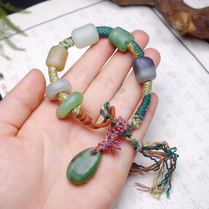 Hand knitting Hetian Jade Hand Chain - 7