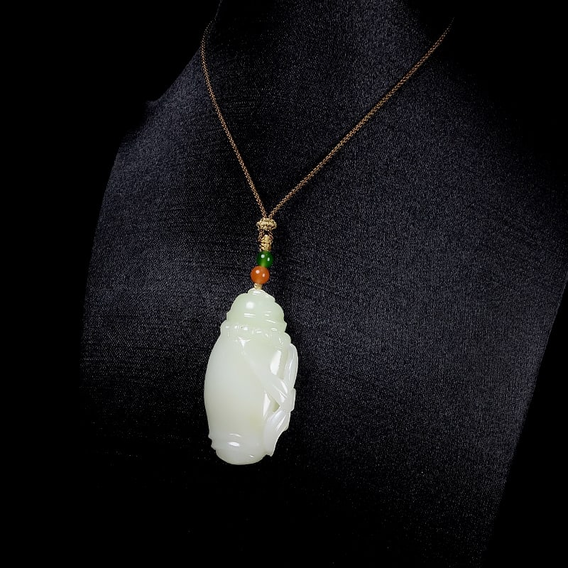 Hetian Jade Pendant Bamboo,Certificate - 8