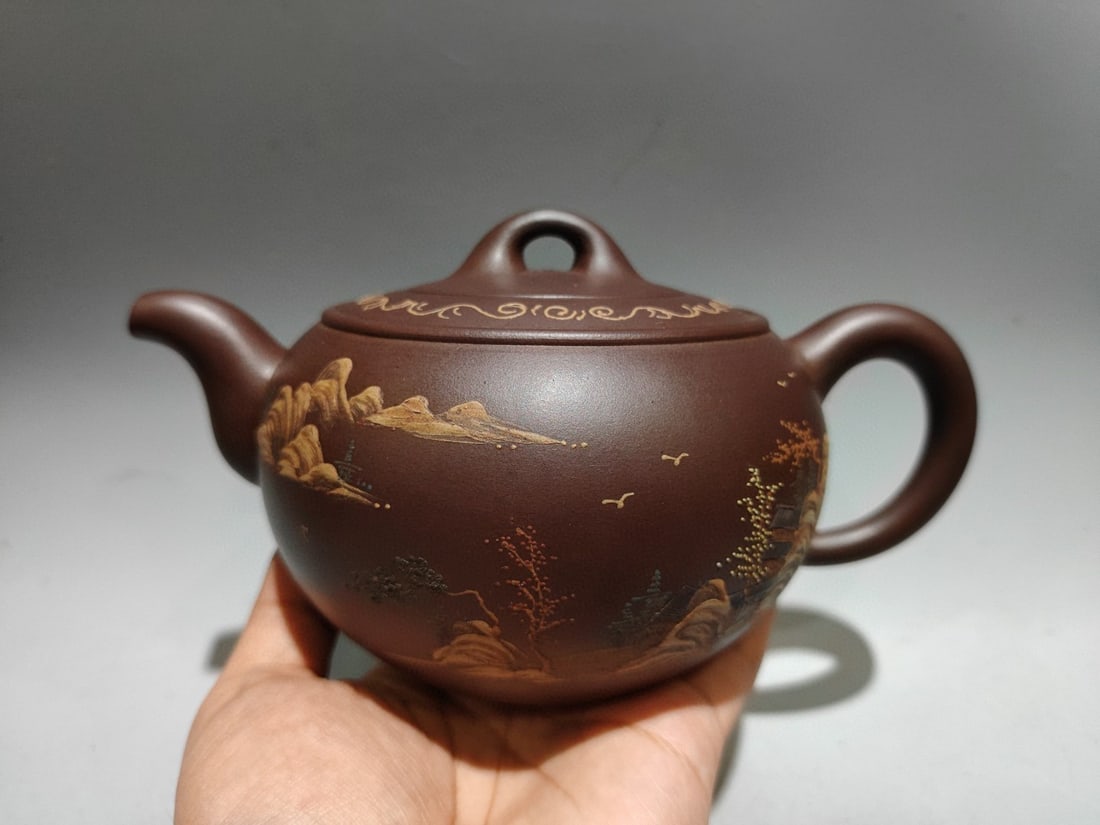 Yixing Zisha Clay Teapot w Artist Signed (1 of 9)