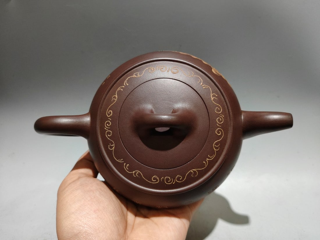 Yixing Zisha Clay Teapot w Artist Signed - 6