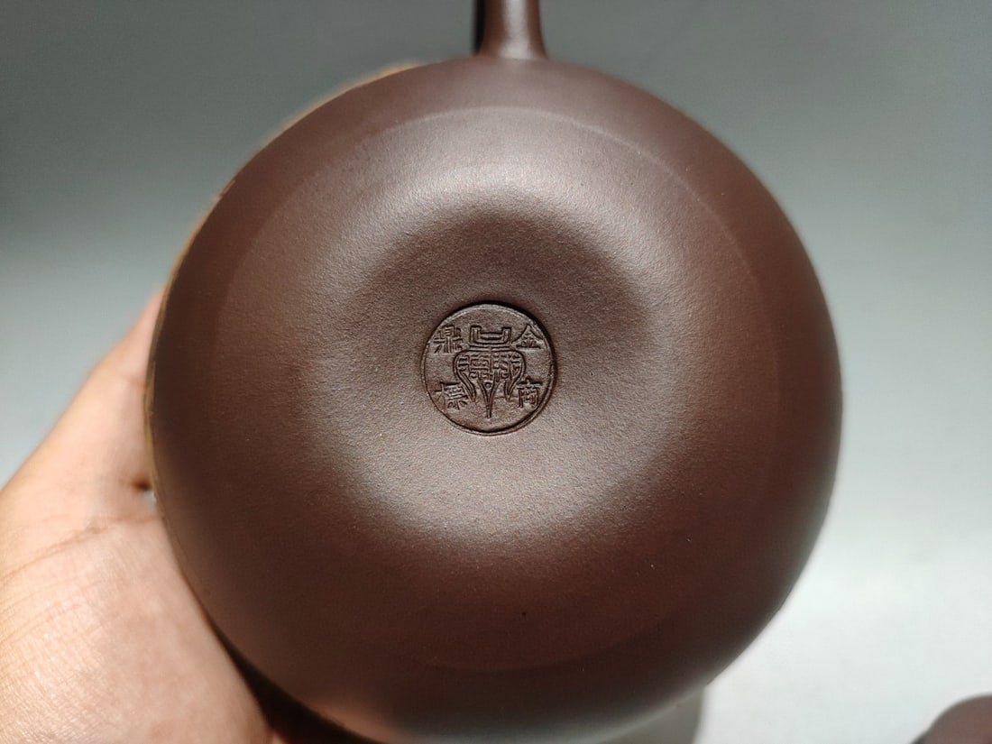 Yixing Zisha Clay Teapot w Artist Signed - 9