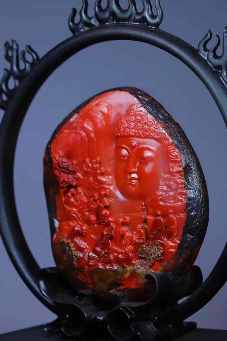 Nanhong Agate Statue - Buddha,Certificate - 2