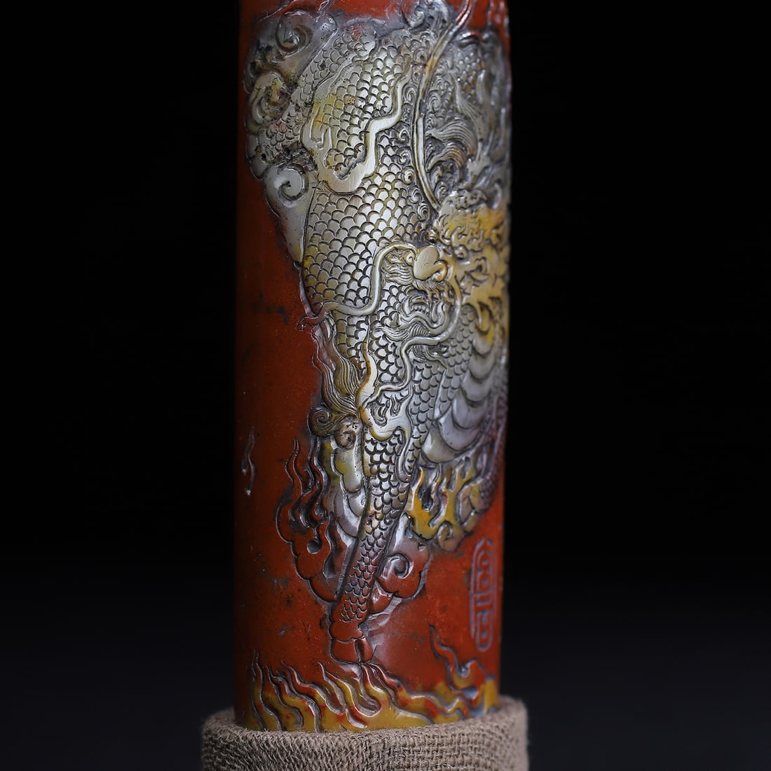 Shoushan Soapstone Hand-Carved Seal/Stamp Fortune Dragon w Box - 8