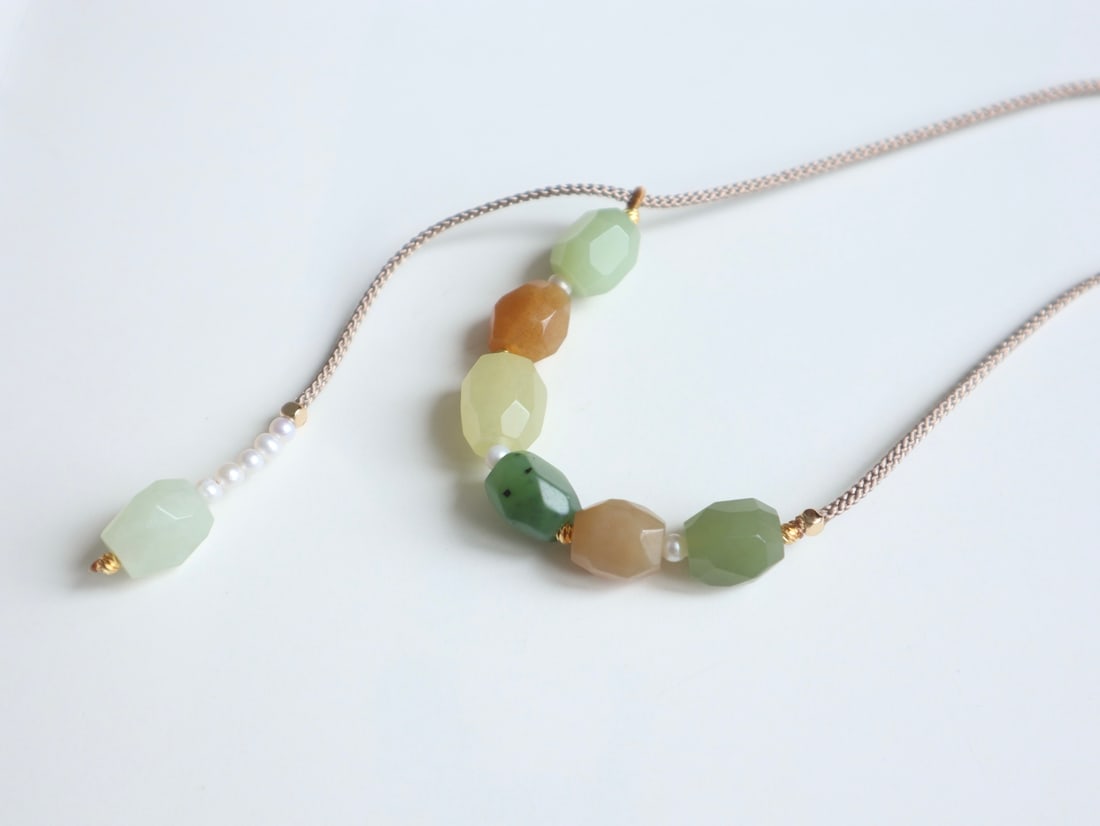 Hand knitting Hetian Jade Necklace - 2