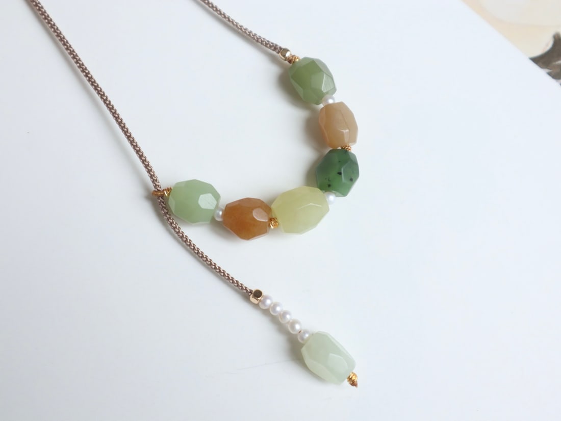 Hand knitting Hetian Jade Necklace - 3