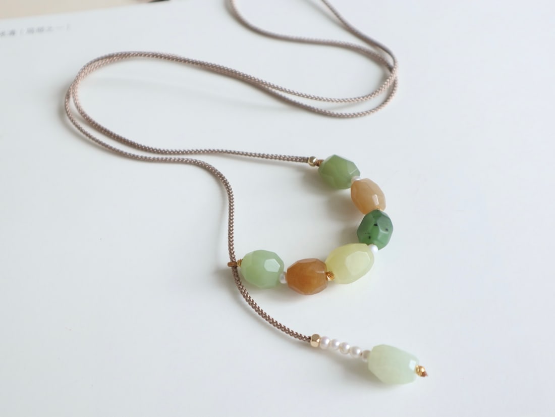 Hand knitting Hetian Jade Necklace - 4