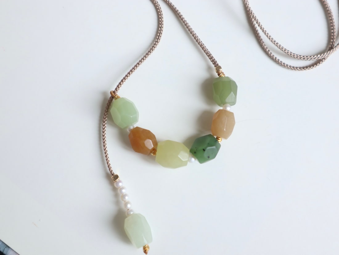 Hand knitting Hetian Jade Necklace - 5