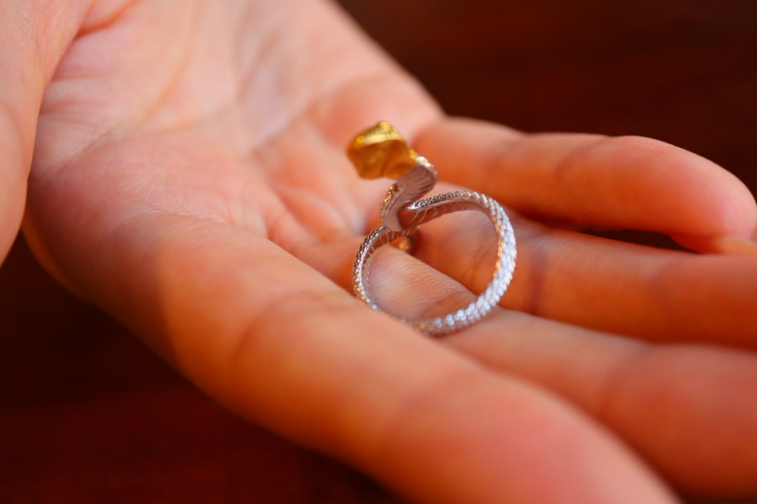 925 Silver Inlay Turquoise Snake Ring - 7